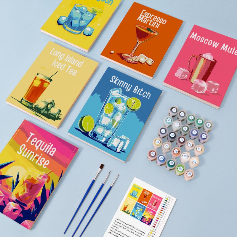 6 Mini Paintings | Happy Hour Cocktail Set