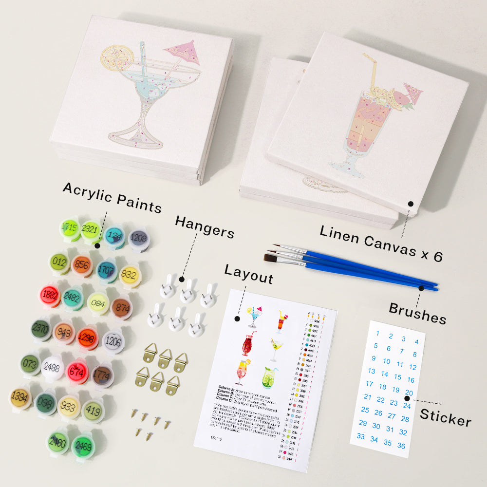 6 Mini Paintings | Cocktail Set