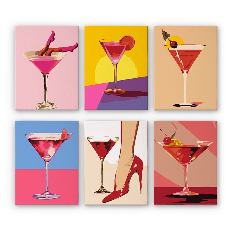 6 Mini Paintings | Fancy Cocktail Set