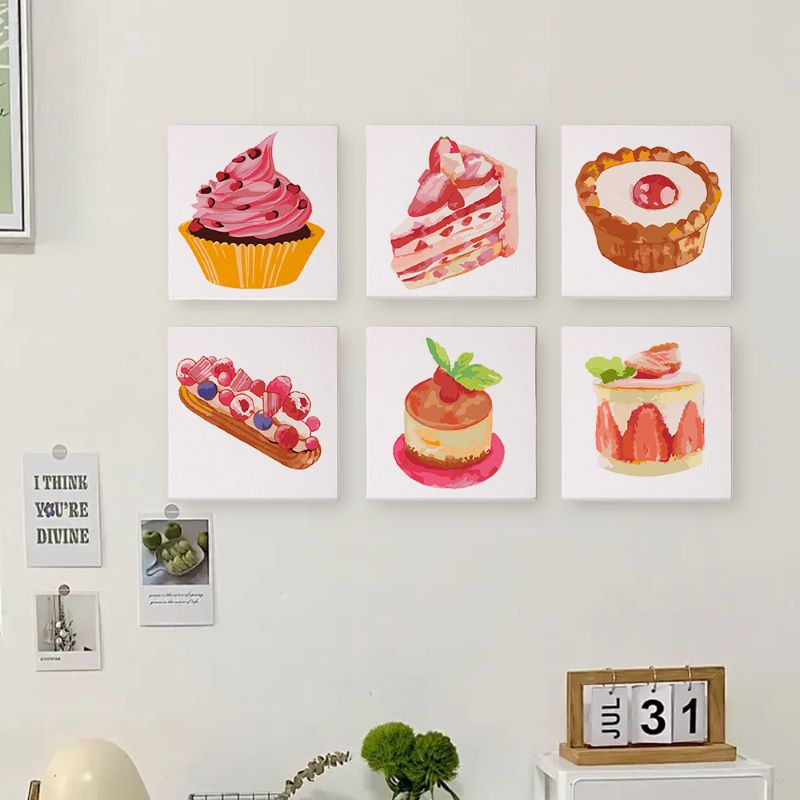 6 Mini Paintings | Pastries Set