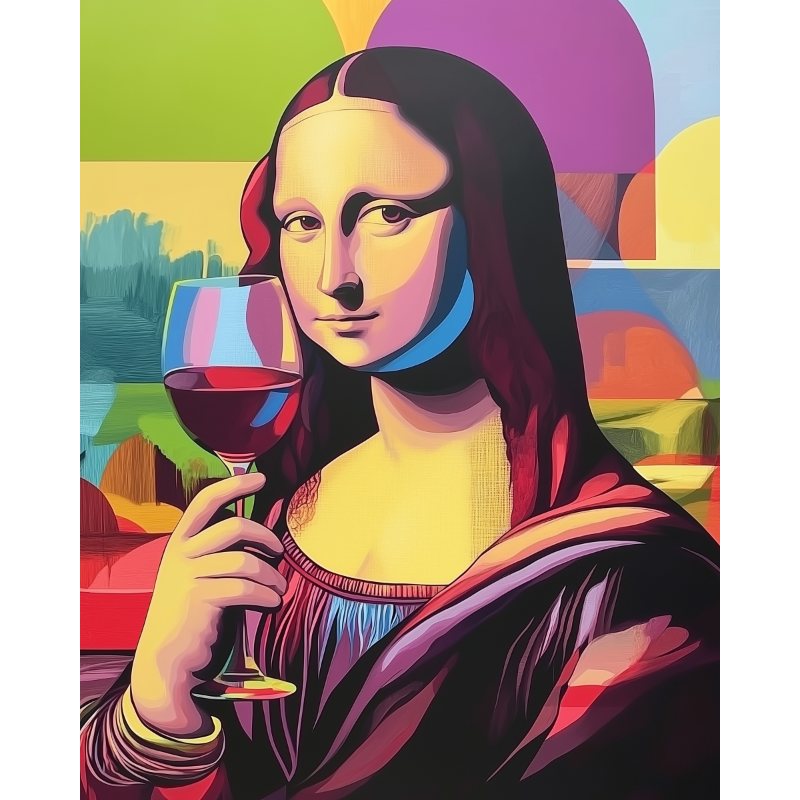 Mona Lisa Drinking Wine | Paint by Numbers