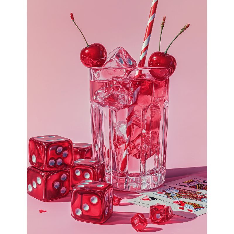 Pink Cherry Drink | Paint by Numbers