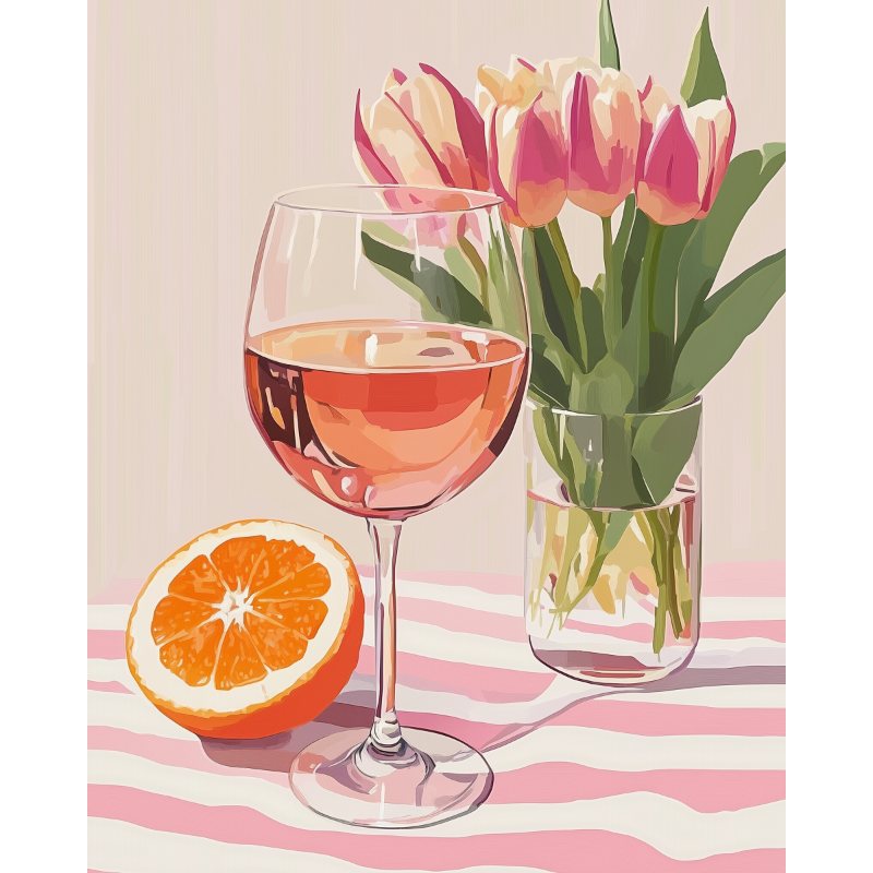 Orange Wine and Tulips | Paint by Numbers