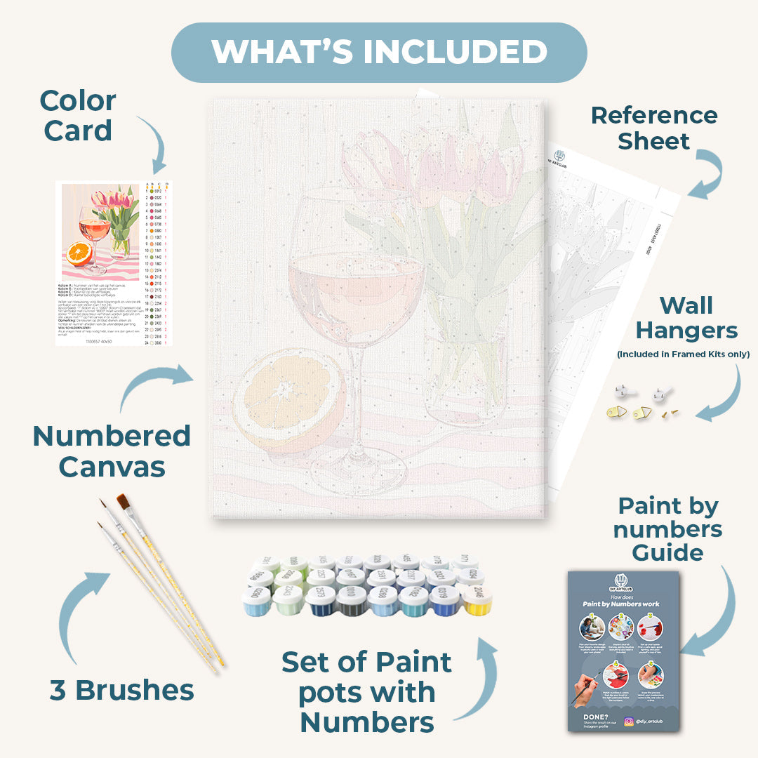 Orange Wine and Tulips | Paint by Numbers