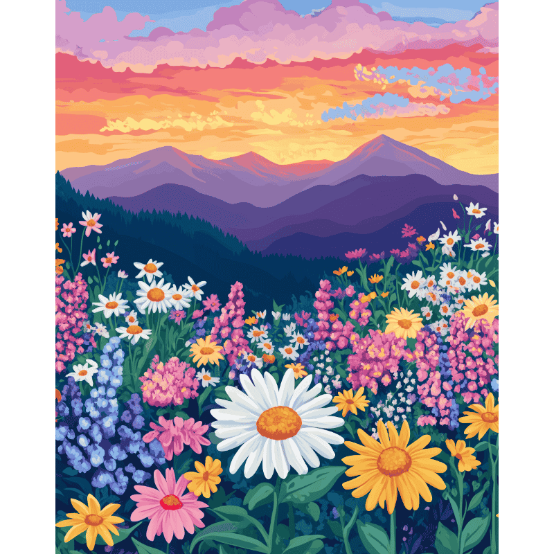 Colorful Flower Landscape | Paint by Numbers