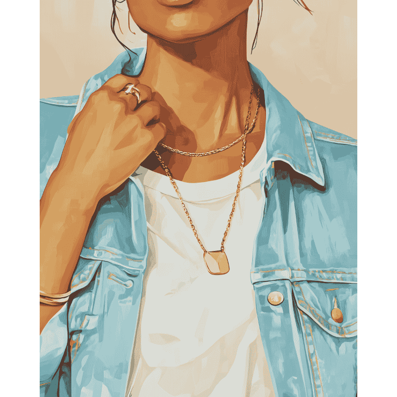 Girl in Jeans Jacket | Paint by Numbers