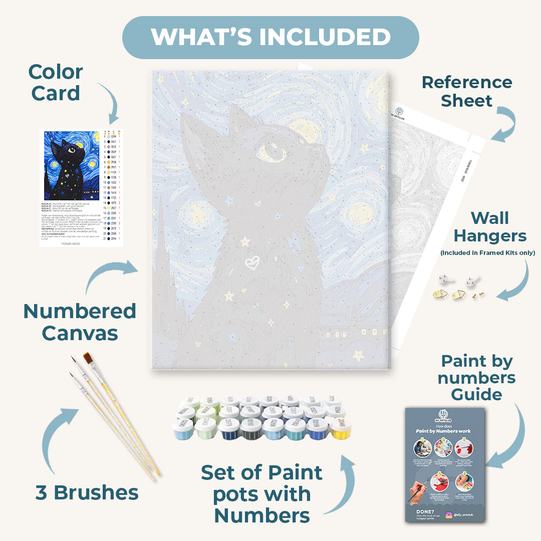 Cat at the Starry Night | Paint by Numbers