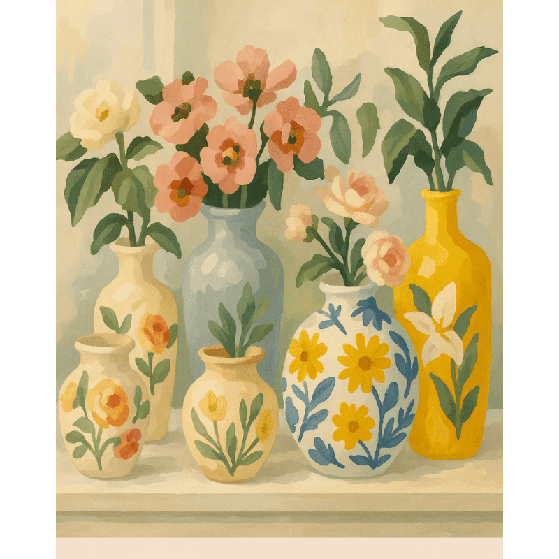 Flowers in Painted Vases | Paint by Numbers