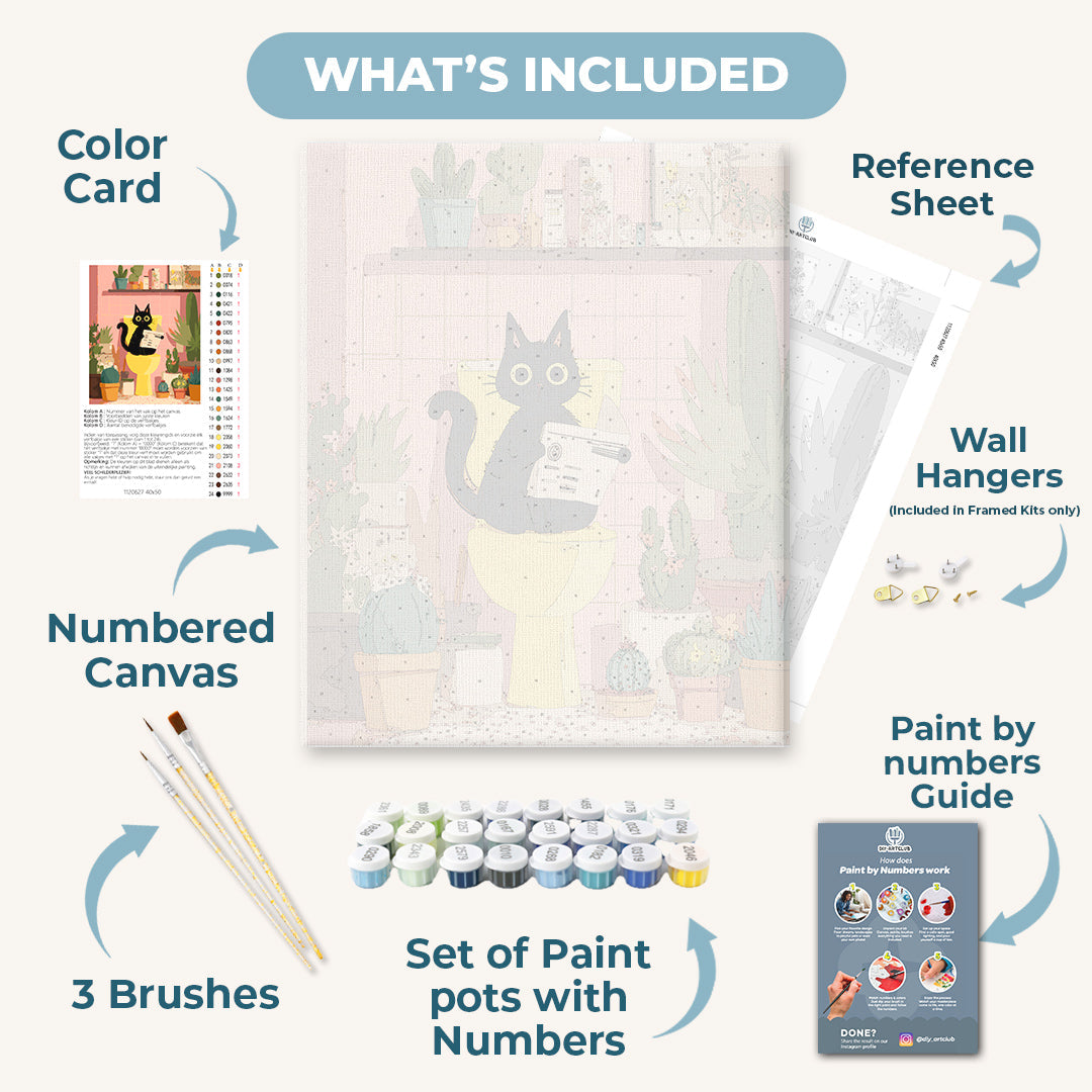 The Black Cat on the Toilet | Paint by Numbers