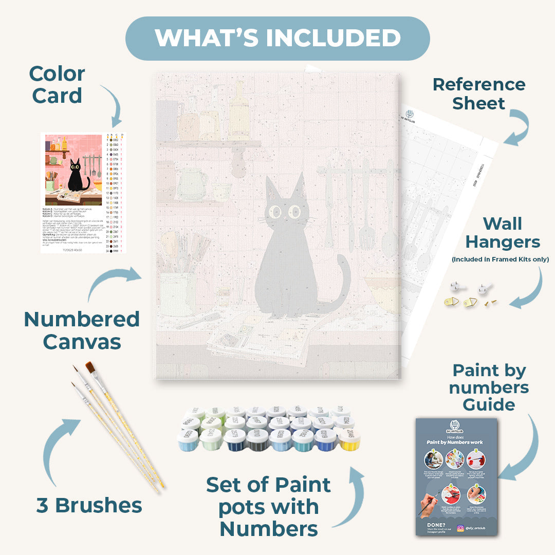 The Black Cat in the Kitchen | Paint by Numbers