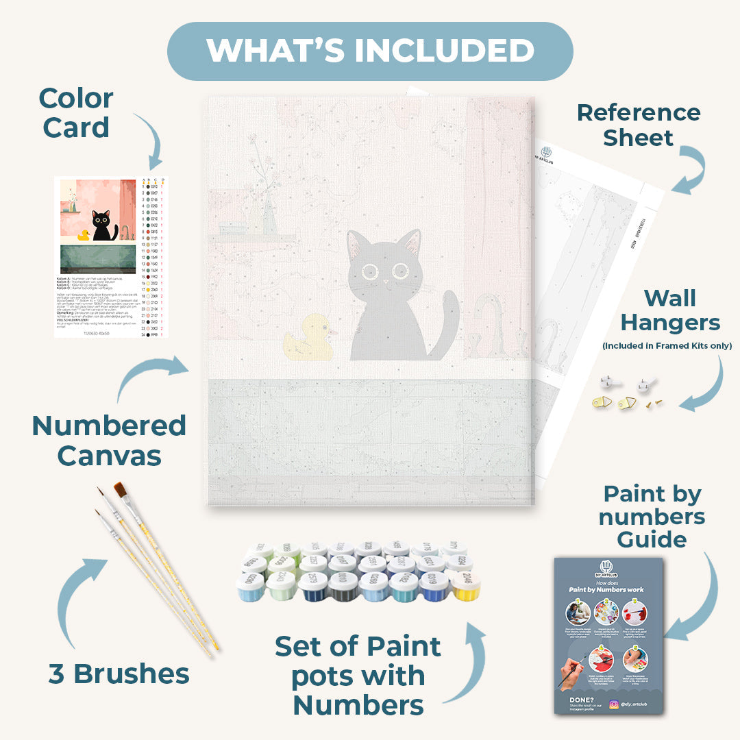 The Black Cat in the Bathroom | Paint by Numbers