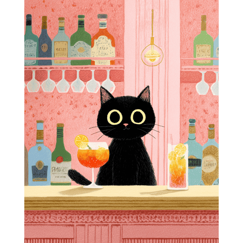 The Black Cat at the Bar | Paint by Numbers