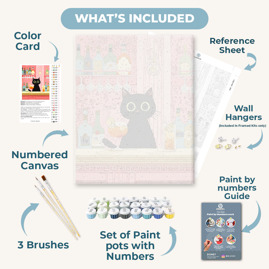 The Black Cat at the Bar | Paint by Numbers