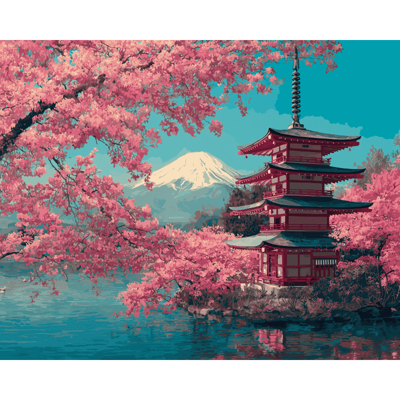 Fuji Blossoms | Paint by Numbers