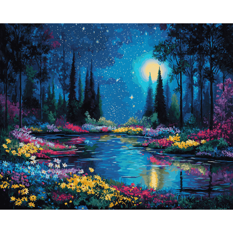 Starry Night Garden | Paint by Numbers