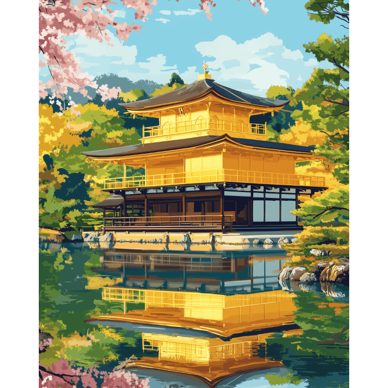 Kinkaku-Ji Temple in Kyoto | Paint by Numbers
