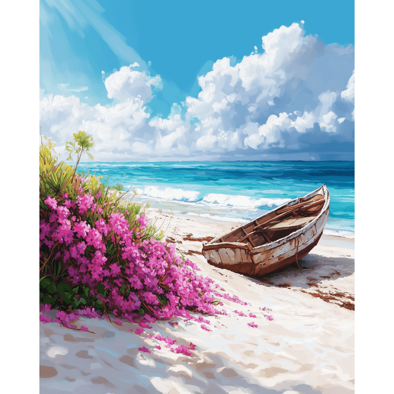Rusty Boat at the Beach | Paint by Numbers