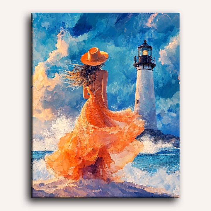 Woman at the Lighthouse | Paint by Numbers