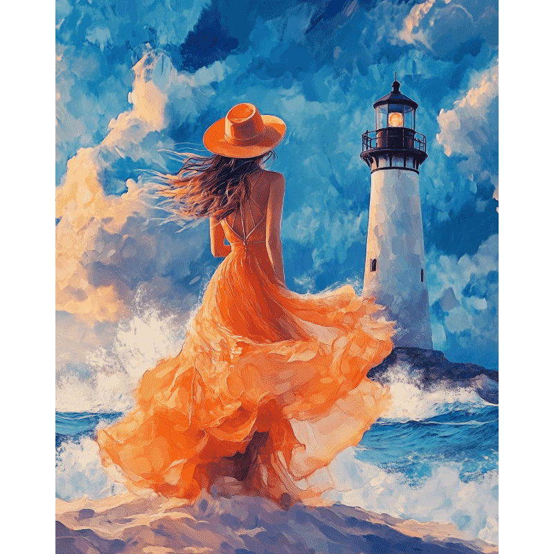 Woman at the Lighthouse | Paint by Numbers