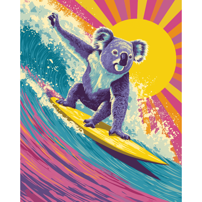 Surfing Koala | Paint by Numbers