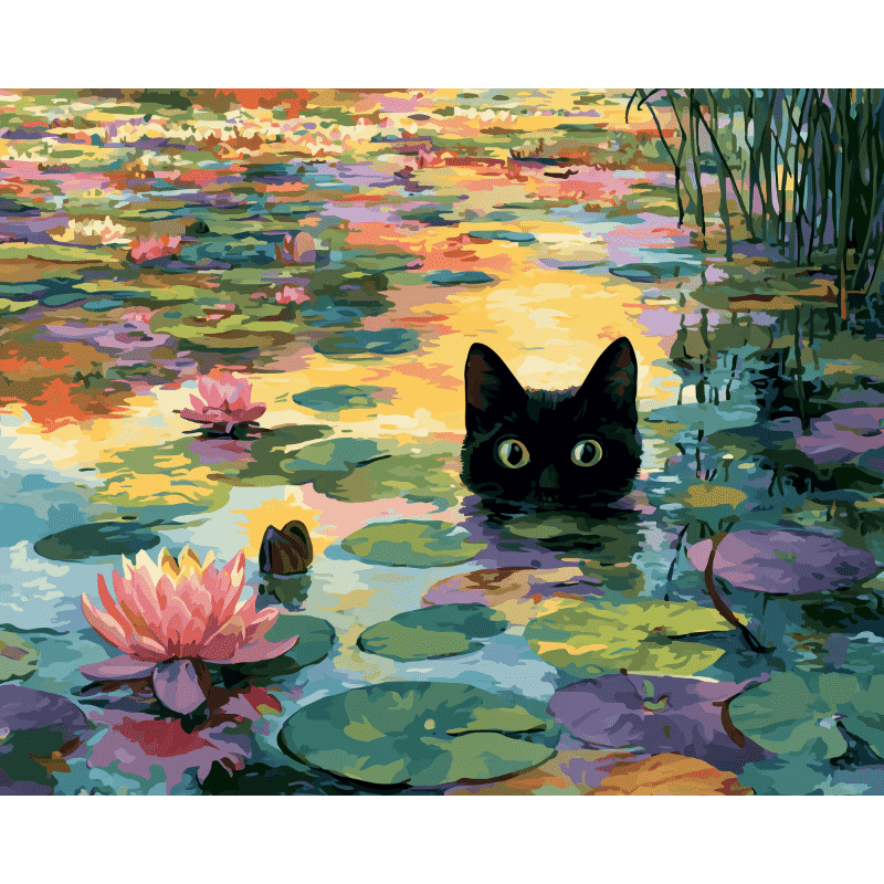 Water Lilies Cat | Paint by Numbers