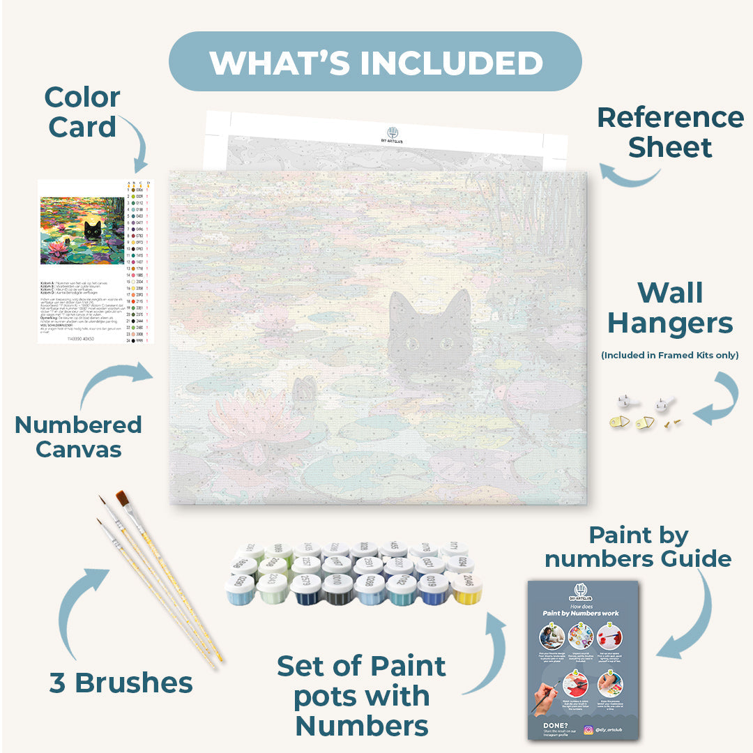 Water Lilies Cat | Paint by Numbers