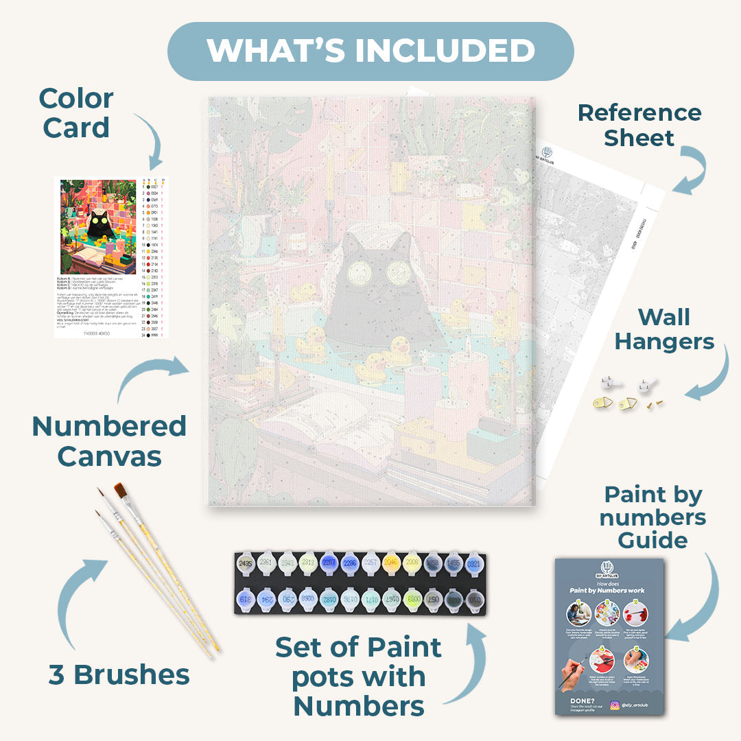 Relaxing Black Cat | Paint by Numbers
