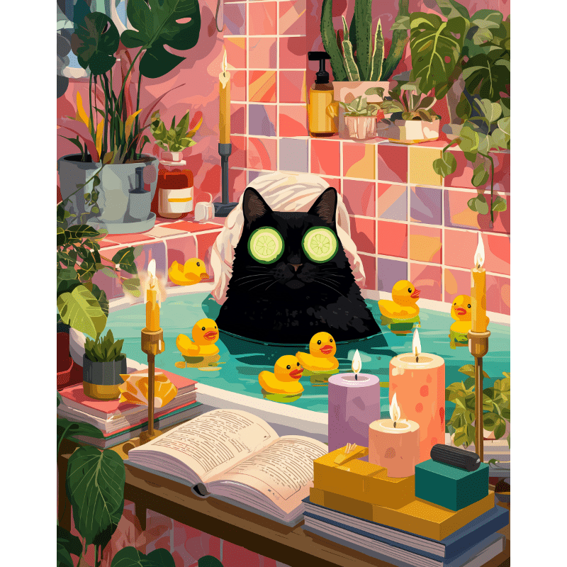Relaxing Black Cat | Paint by Numbers