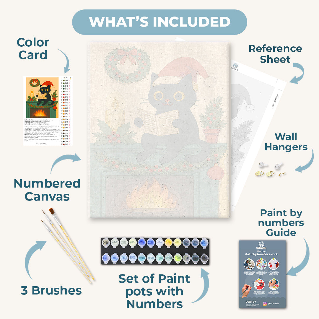 A Cat by the Fireplace | Paint by Numbers