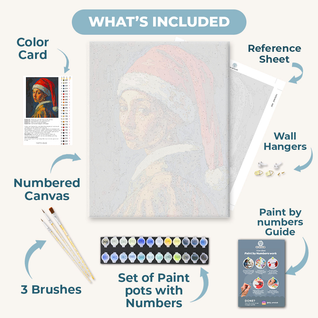 Festive Girl with Pearl Earring | Paint by Numbers