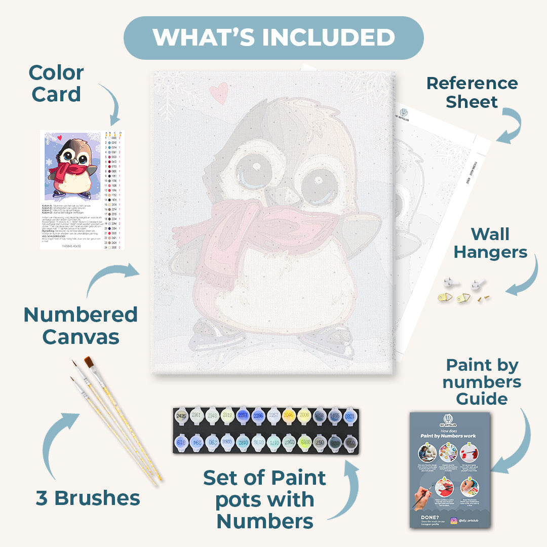 Ice Skating Penguin | Paint by Numbers