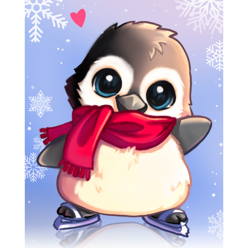 Ice Skating Penguin | Paint by Numbers