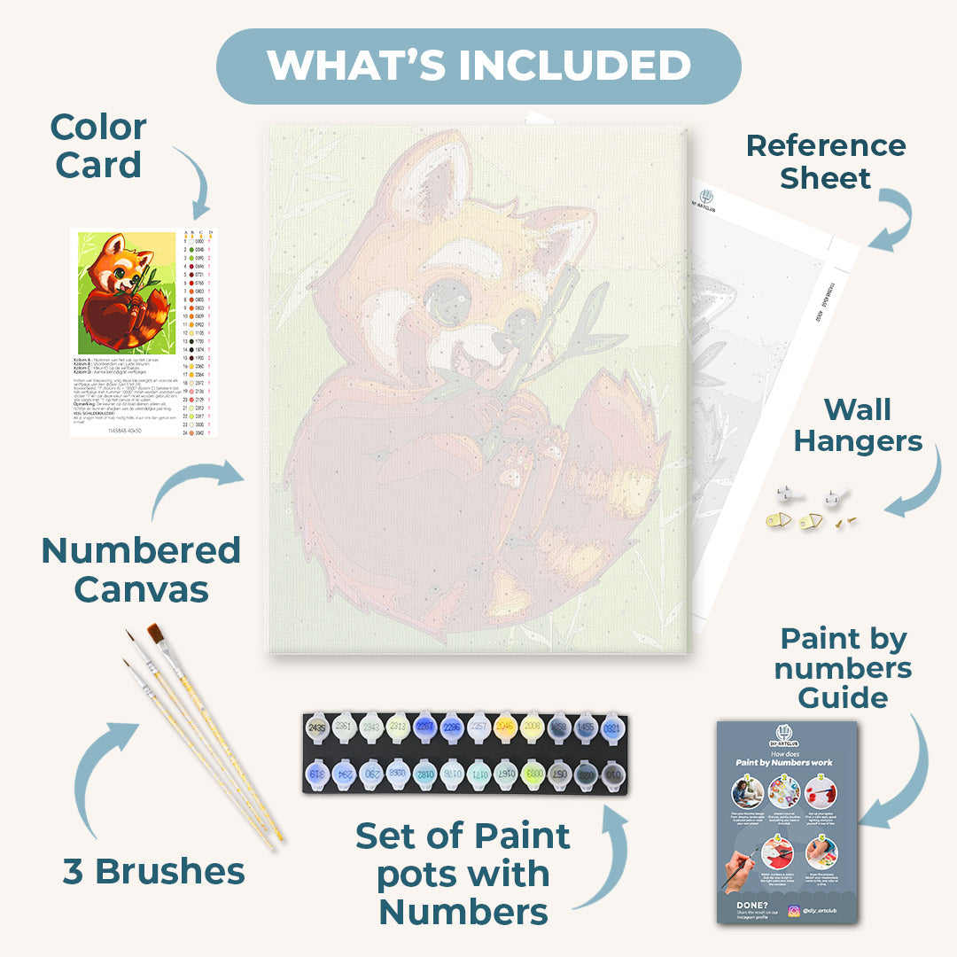 Red Panda With Bamboo | Paint by Numbers