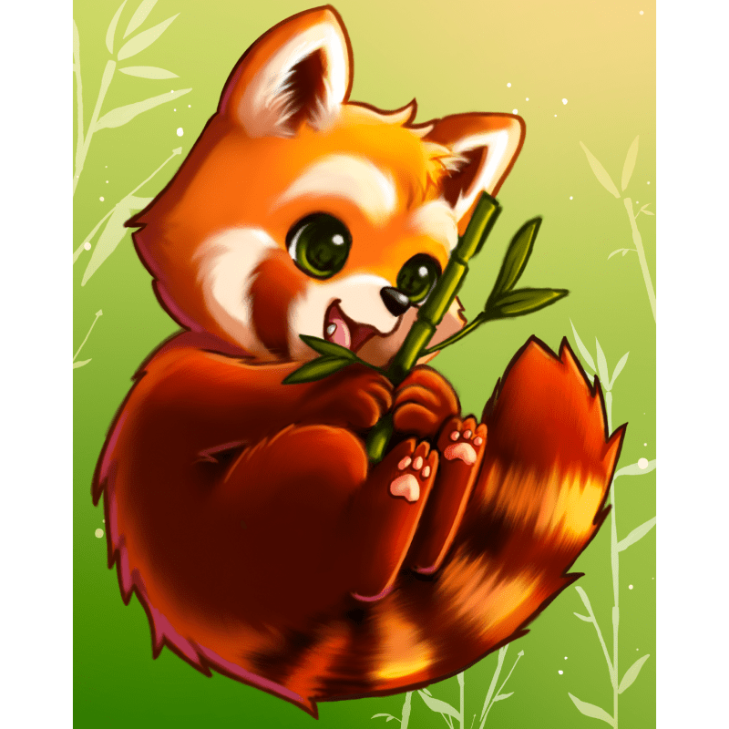Red Panda With Bamboo | Paint by Numbers