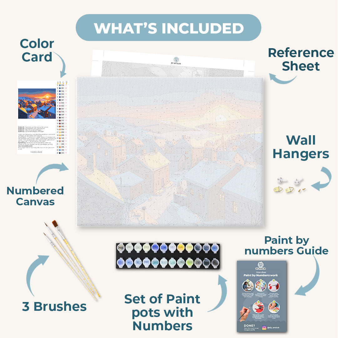 Golden Winter Village | Paint by Numbers