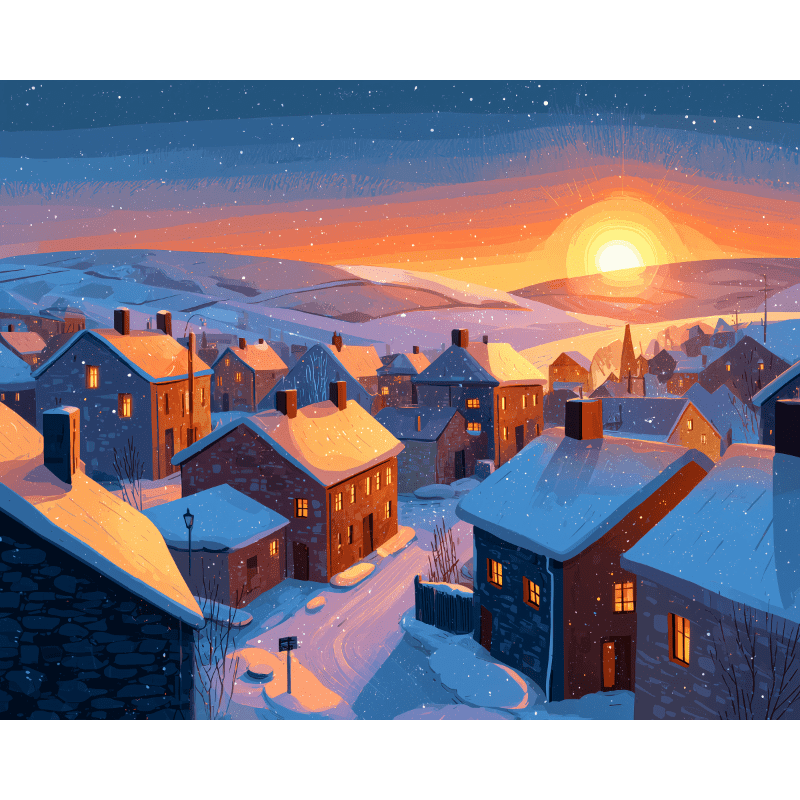 Golden Winter Village | Paint by Numbers