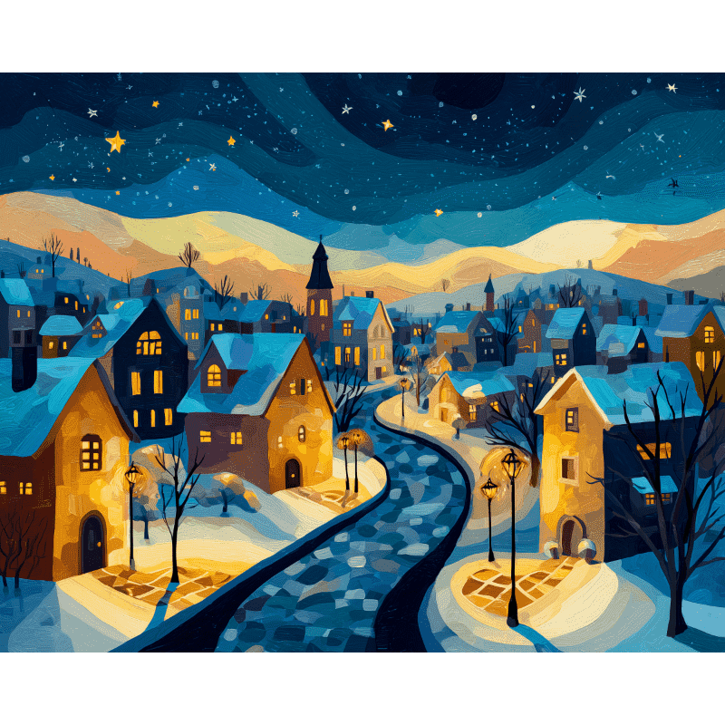 Christmas Eve Sunset | Paint by Numbers