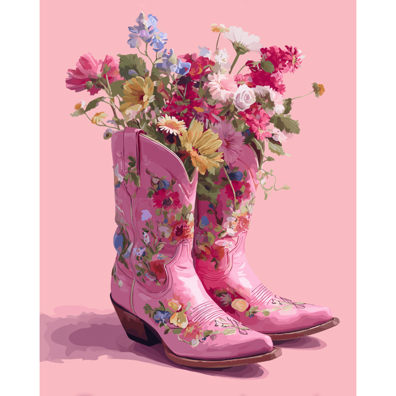 Cowboy Floral Boots | Paint by Numbers
