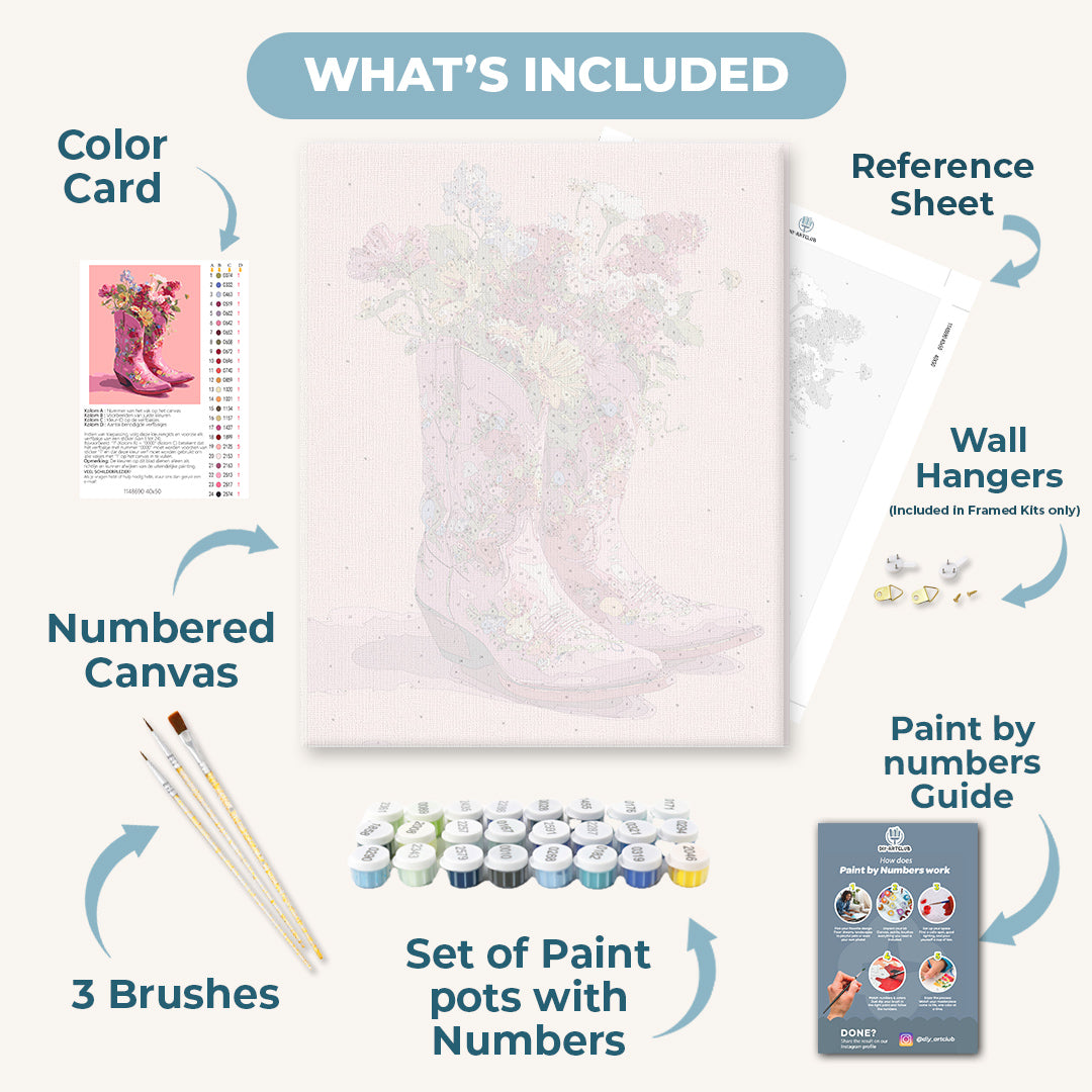 Cowboy Floral Boots | Paint by Numbers