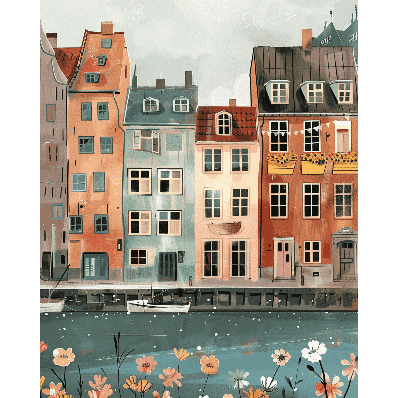 Copenhagen Canal Houses | Paint by Numbers
