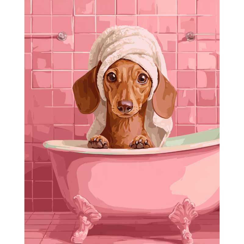 Dachshund in Bath | Paint by Numbers