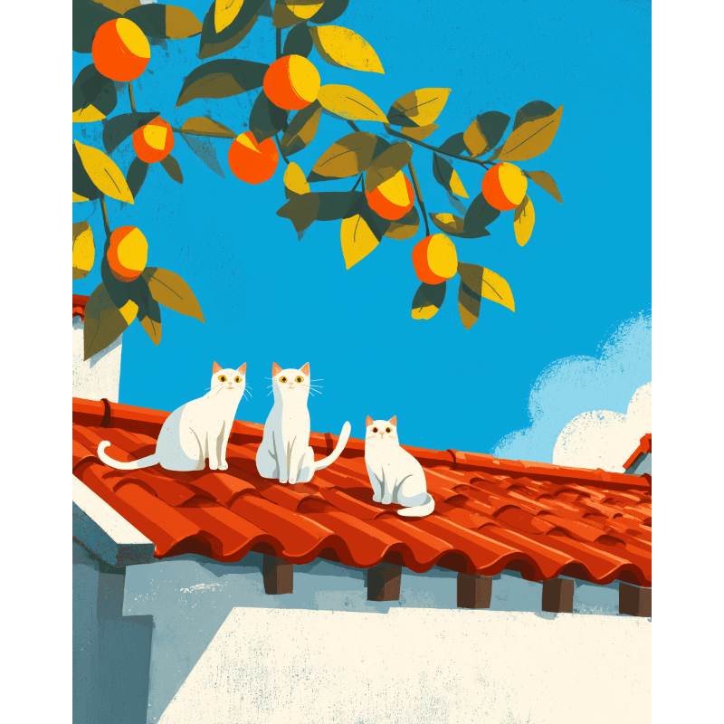 Trio on the Roof | Paint by Numbers