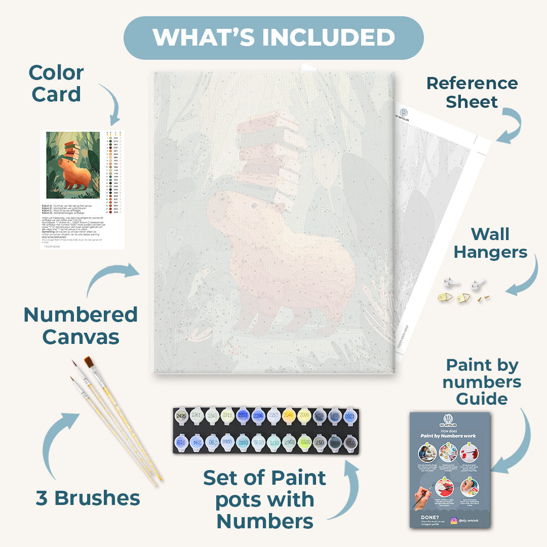 The Bookish Capybara | Paint by Numbers