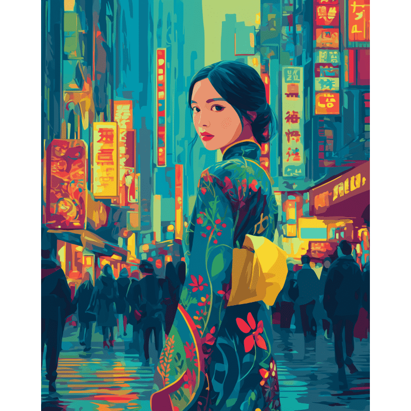 Geisha in Tokyo | Paint by Numbers
