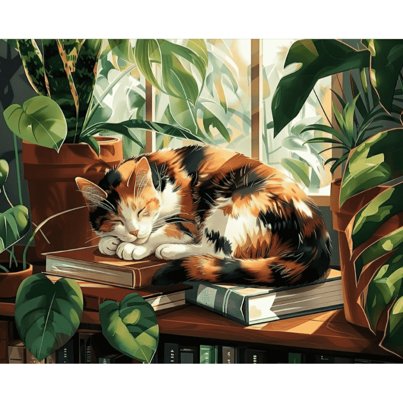 Sleeping Cat at the Window | Paint by Numbers