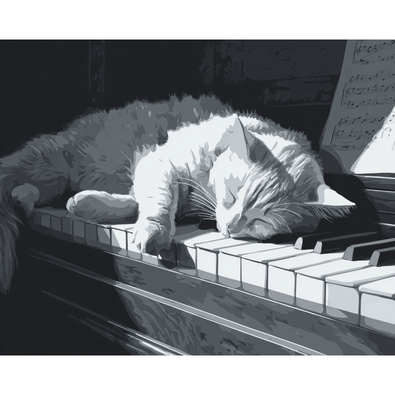Cat on the Piano | Paint by Numbers