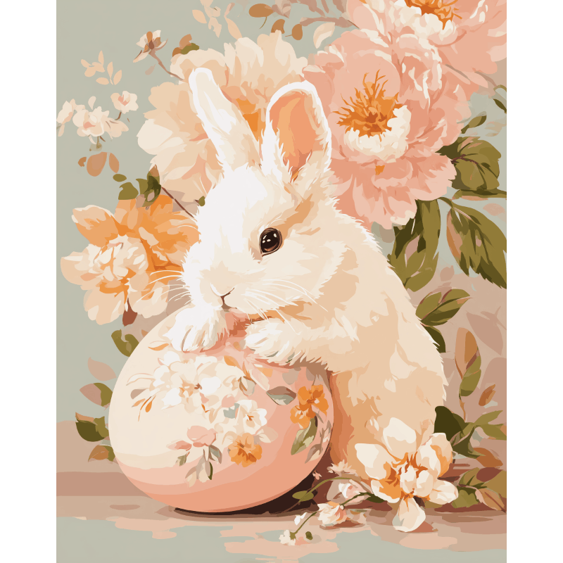 Floral Bunny | Paint by Numbers