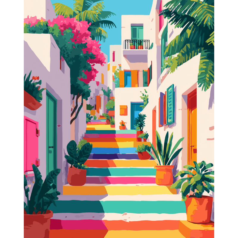 Rainbow Stairs | Paint by Numbers