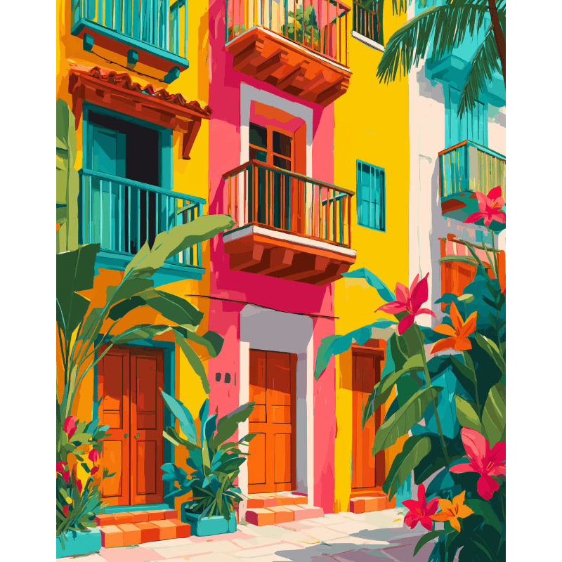 Tropical Facades | Paint by Numbers
