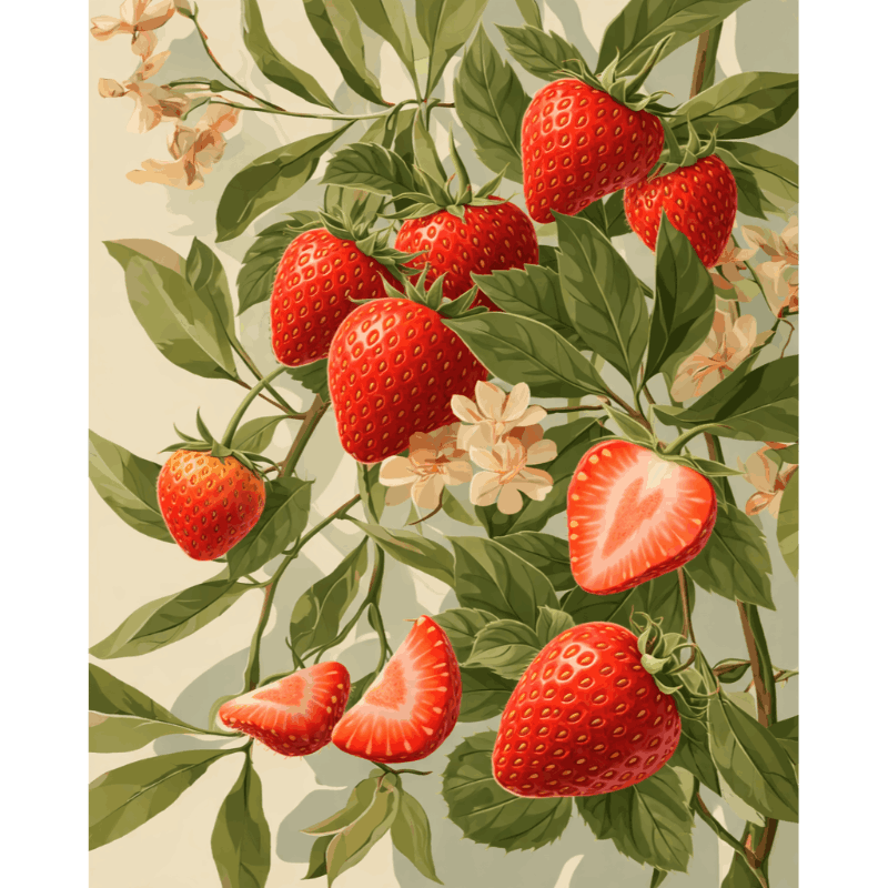 Blooming Strawberries | Paint by Numbers